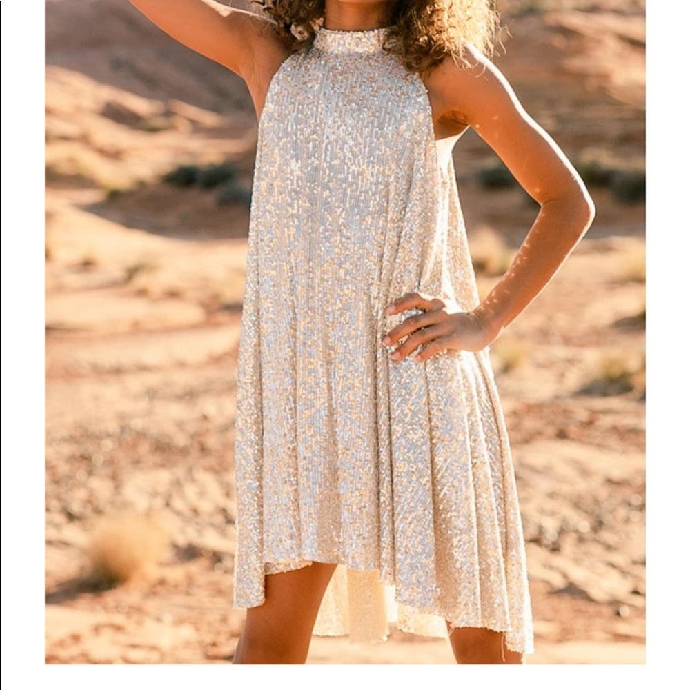 COPY - Short sequence dress in silver size 10 girls